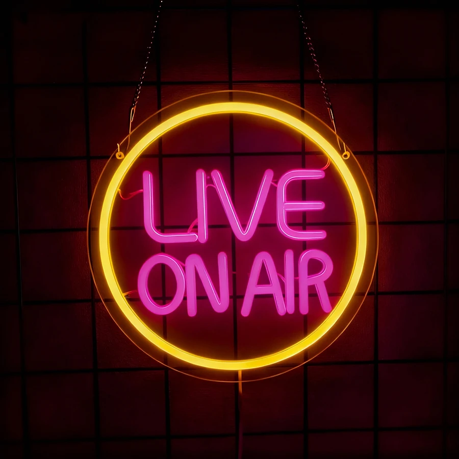 لايف على الهواء النيون تضيء علامات لديكور الحائط ، LED النيون تسجيل USB اتصال لغرفة الاستوديو جدار ديكور بار نادي ديكور