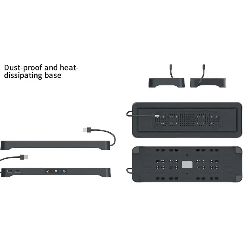ABUO-Ventilated Consoles Stand With Color Light & Clear Dust Guard For Switch2/Switch Transparent Protective Dust Cover Set