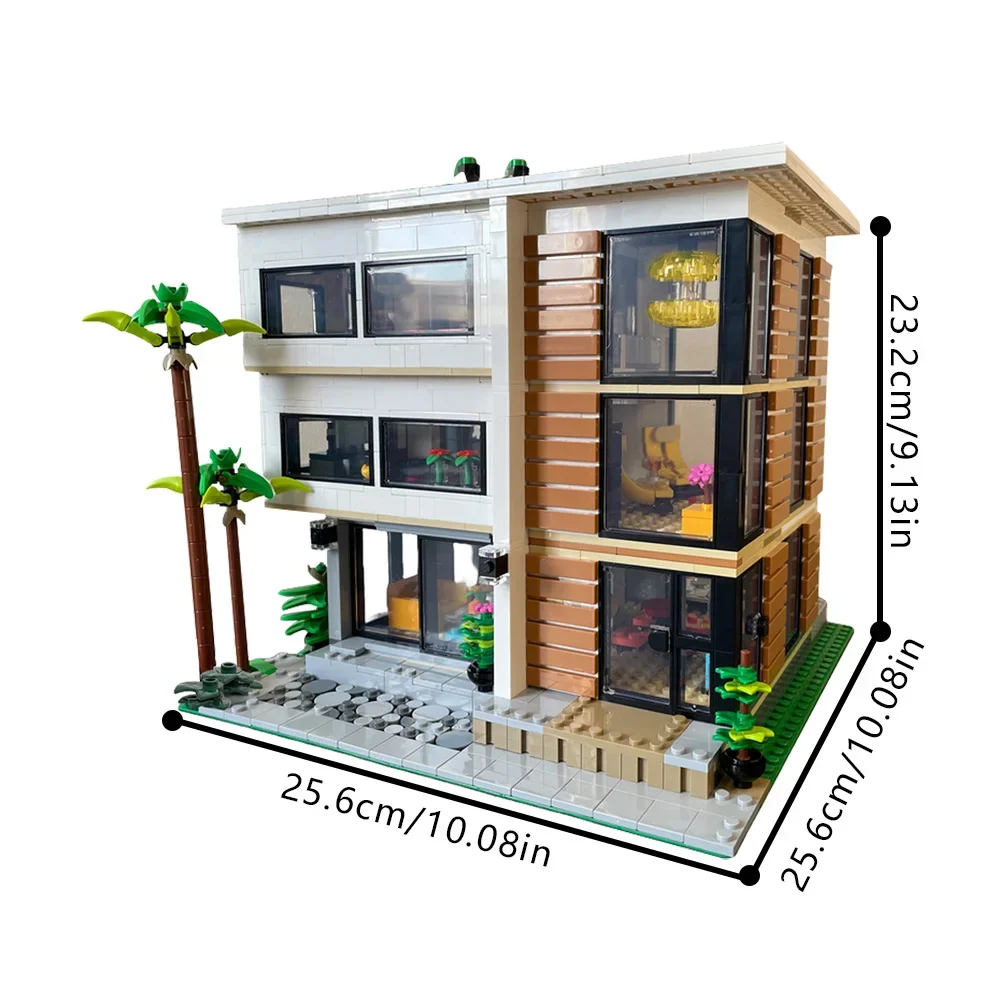 MOC-187263 모듈러 모던 하우스 V2 빌딩 블록 모델 모던 하우스 V2 모듈러 대체 조립형 2x31153 브릭 조립 장난감