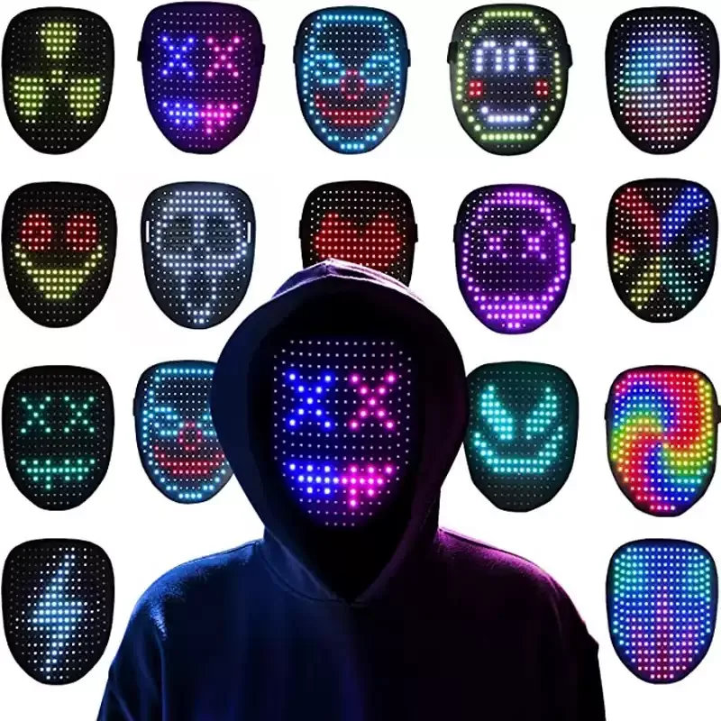 

Светящаяся маска-шлем/LED-маска с изменяющимся лицом, технологичная электронная маска, функциональная маска на все лицо, стильный подарок для ролевых игр в футуристическом стиле