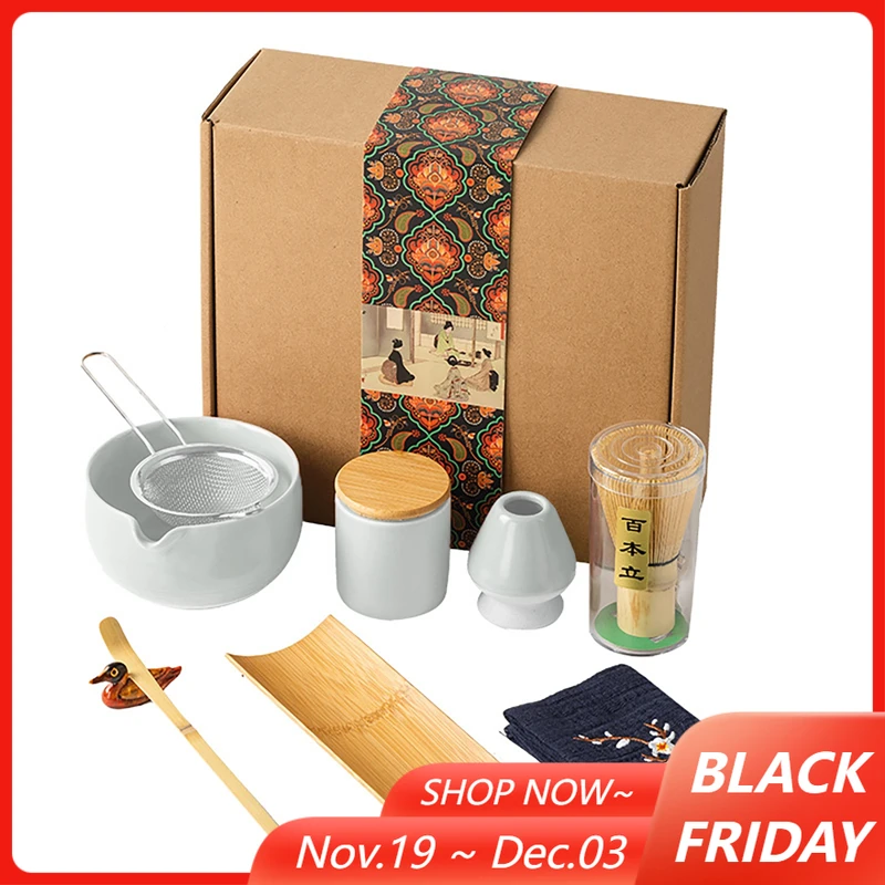 

9PCS Matcha Tea Set Kit Japanese DIY Tea-making Matcha Utensil Handmade Home Easy Clean Ceramic Bowl Bamboo Whisk Scoop Brush