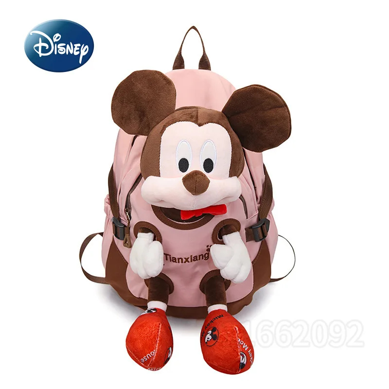 

Disney Mickey New Doll Backpack Luxury Brand Fashion Trend Women's Doll Backpack Cartoon Cute 3D Girl Schoolbag Large Capacity