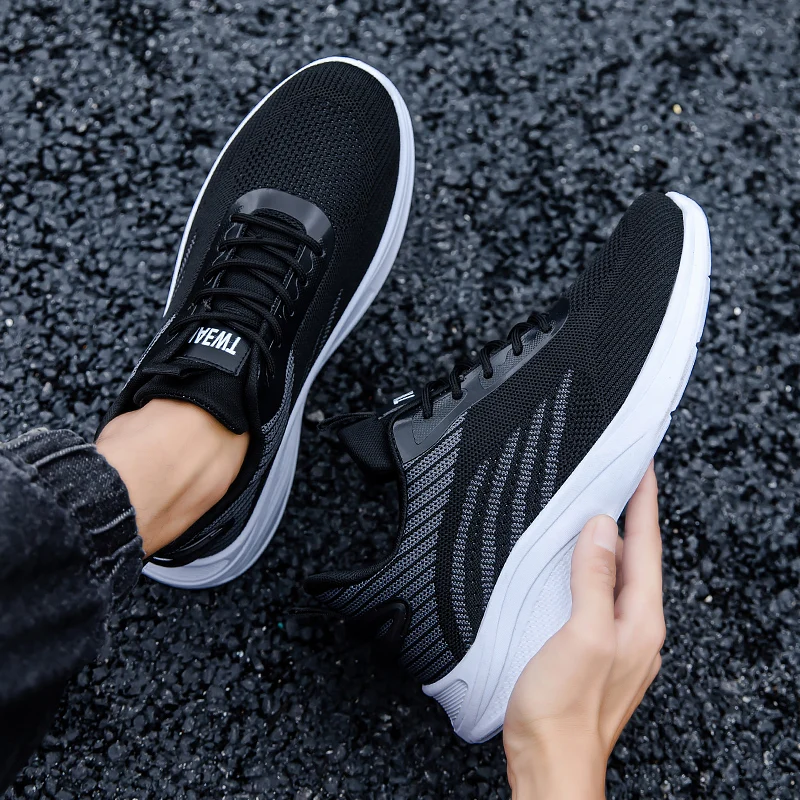 2025 Men\'s Mesh Sneakers Shoes New Thick Bottom Fashion Outdoor Breathable Slow Running Training Strap Casual Hiking Shoes