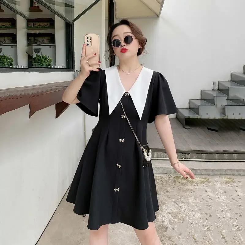 Kawaii Frau Kleid kurze Satin Fee Chiffon süße Seide Kleider für Frauen schwarze Kleidung Mini einteilige y2k heiße Baumwolle trendy