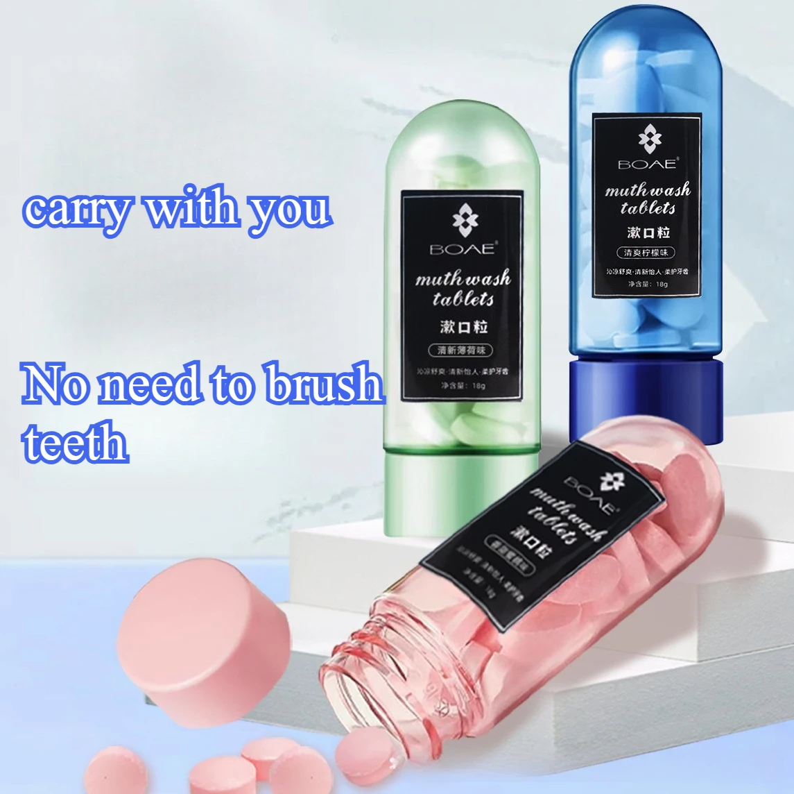 

Dental Oral Care Probiotic Solid Toothpaste Tablets BOAE Wash One Portable Mouthwash Clean Mouth Fresh Breath Whiten Teeth Tools
