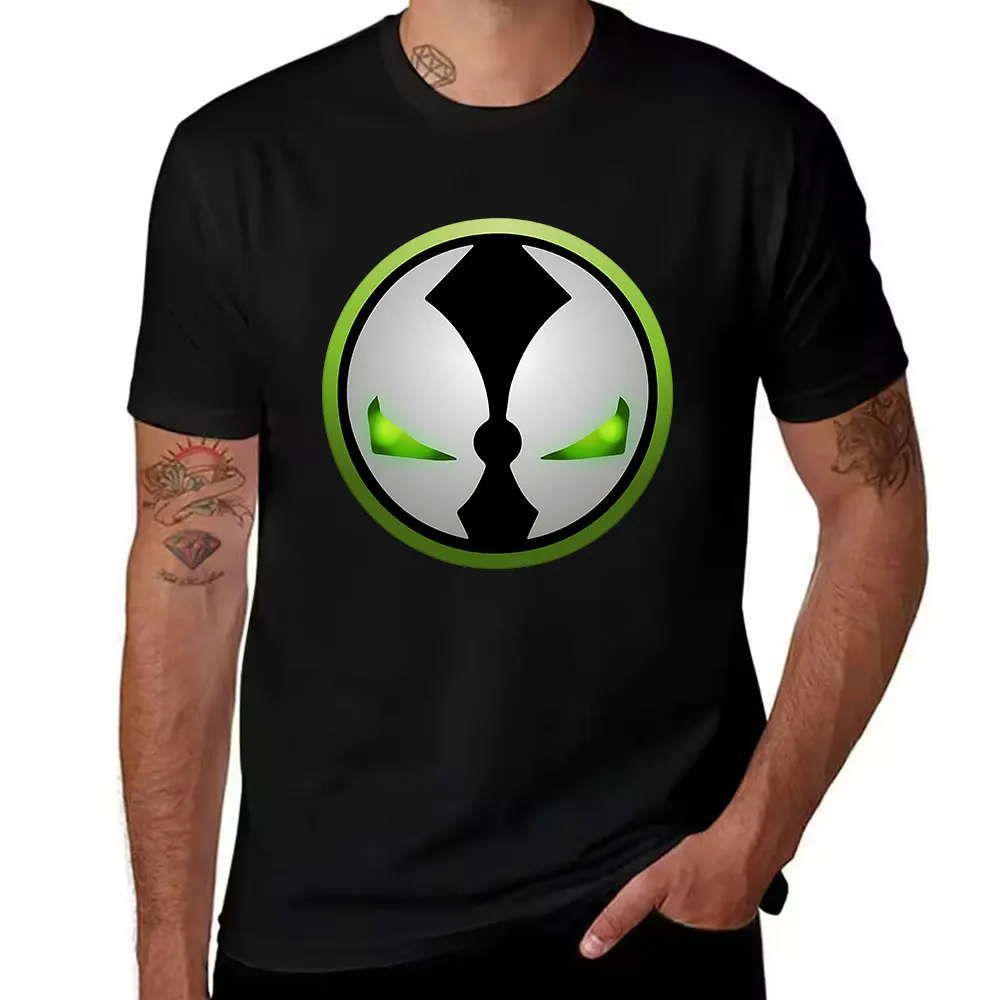 Men's Pure Cotton T-Shirt Spawn Inspired Glowing Eye Emblem Print Casual Crew Neck Tee