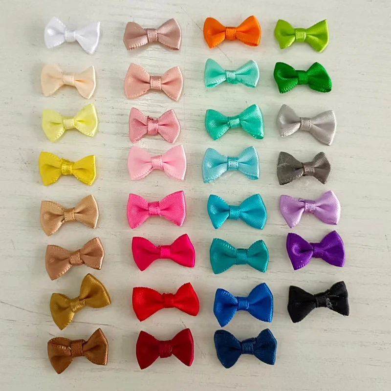 80pcs Mini Fabric Ribbon Bow Tie/Tiny Satin Bows 20mmx12mm/Mix Hair Accessory Jewellery Making Wedding Favor Embellishment