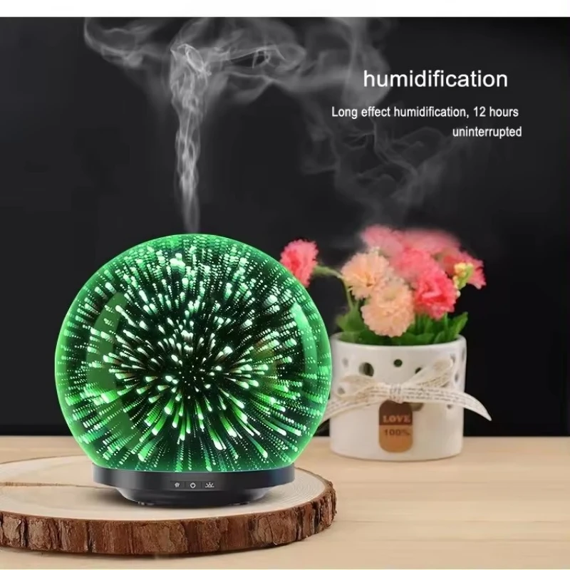 

3D Glass Air Humidifier Oil Diffuser 200ml Premium Ultrasonic Aromatherapy Waterless Auto Shut Off LED Night Light for Home