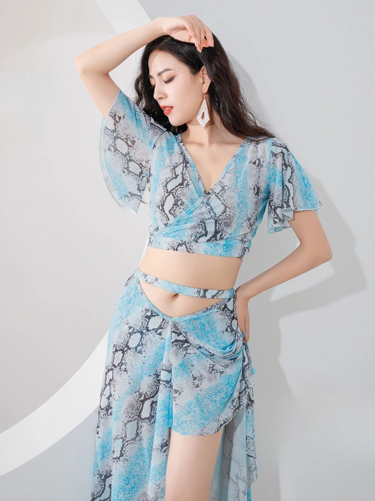 

Костюм для танца живота 2024, тренировочный костюм с марлевым принтом, костюм для танца живота