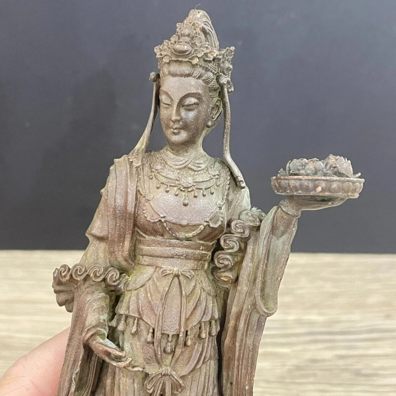 Antique Bronze Guanyin Bodhisattva Creative Home Garden Living Room Entrance Decoration Miniature