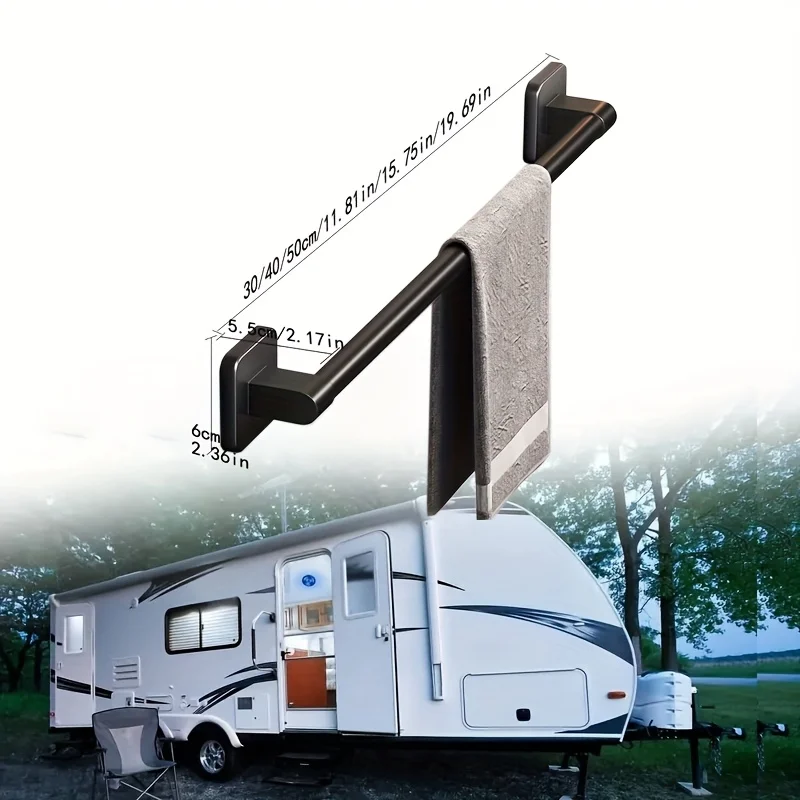 Toallero de aluminio perforado de 2 piezas, adecuado para Rv y Camper Van, baño, cocina, toalla, estante de almacenamiento de tela