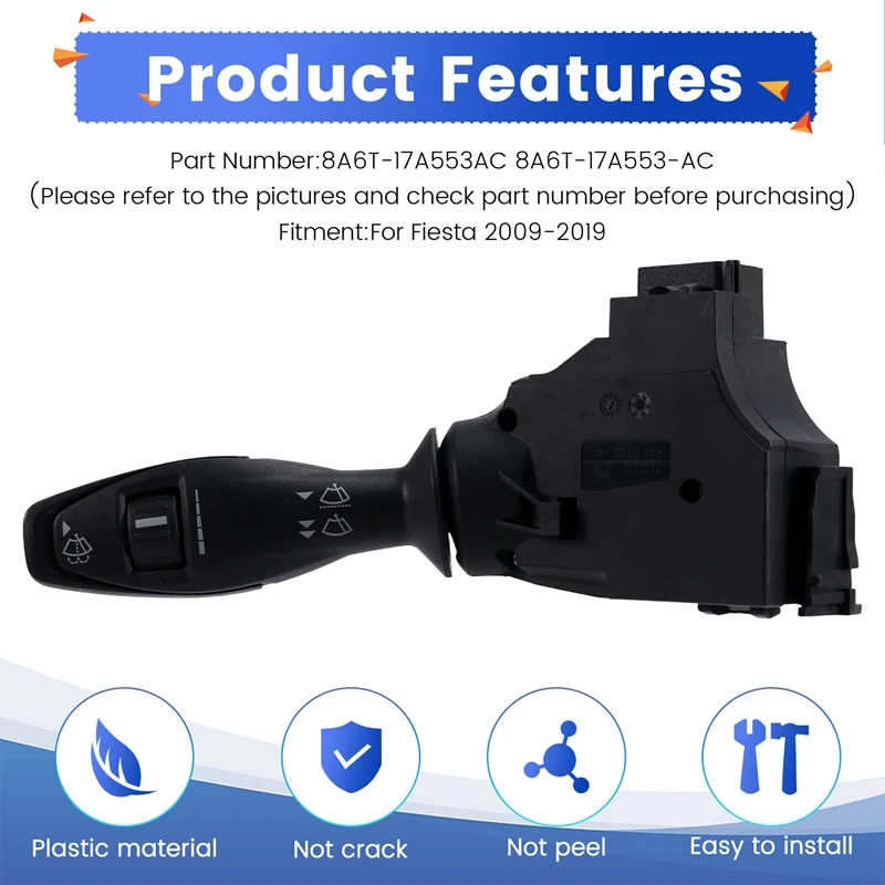 8A6T-17A553AC Car Wiper Switch Windshield Wiper Switch For Ford Fiesta 2009-2019 8A6T-17A553-AC