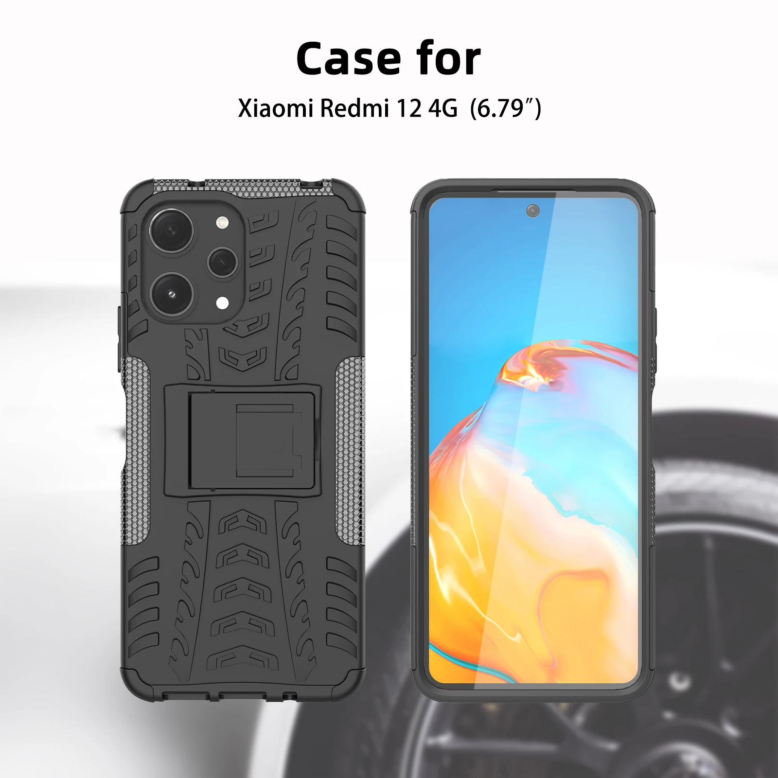 For Redmi 12 4G Cover Case For Xiaomi Redmi 12 Fundas Coque Shockproof Armor KidStand Protective Phone Bumper Redmi 12