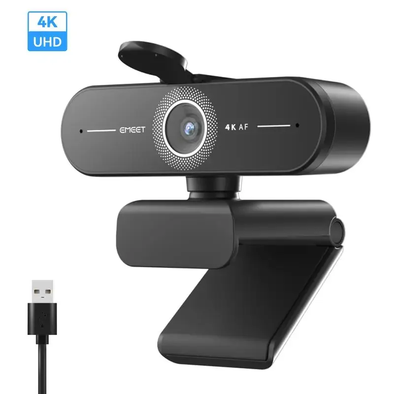 Câmera de streaming de webcam EMEET C60E Nova 4K/2K/1080p para PC, laptop, câmera de computador, Ultra HD, foco automático rápido com capa de privacidade