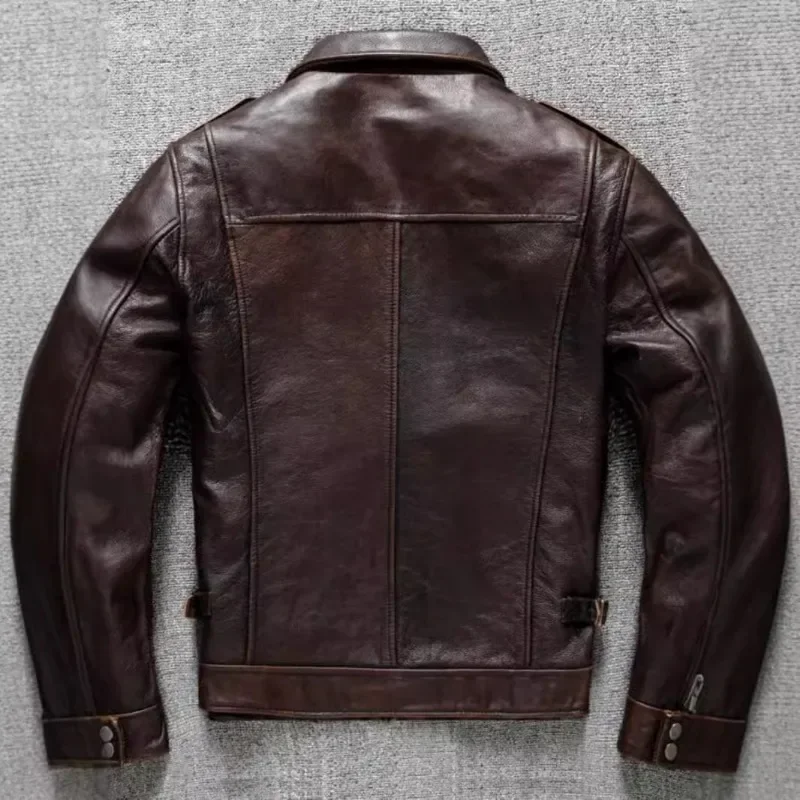 New Vintage Men\'s Leather Jackets Autumn Winter Casual Motorcycle Slim PU Jacket Biker Leather High Quality Fashion Overcoat