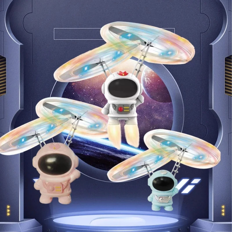 フライングスペースマン子供のおもちゃ楽しい革新的な赤外線誘導フライングスペースマンドローンおもちゃ子供のためのギフト用LED照明付きホワイト