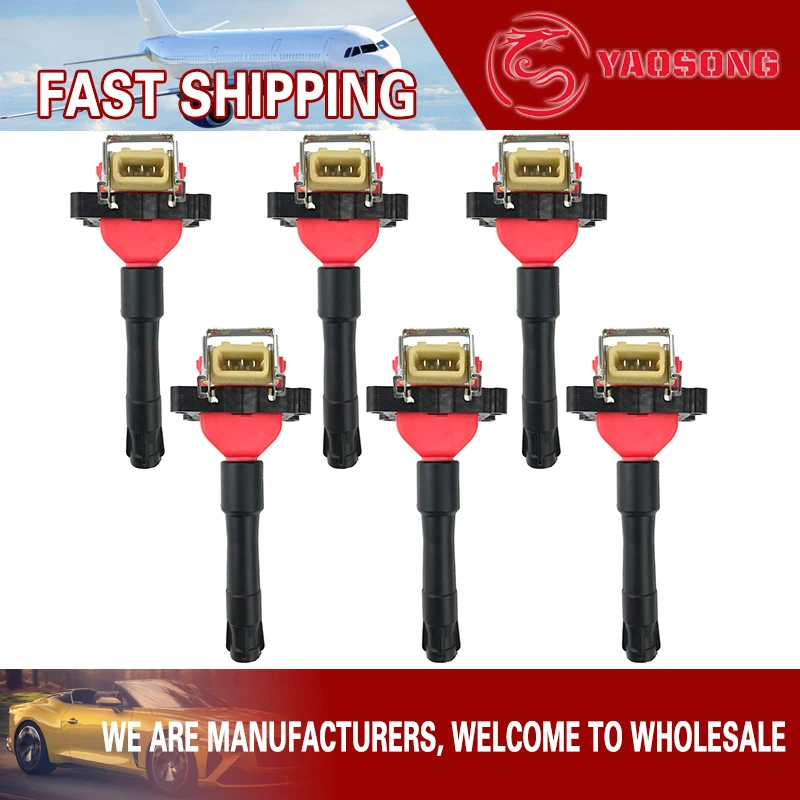 

6PCS HIGH ENERGY IGNITION COIL 12131720877 12139066468 12131703359 12137599218 UF68 FOR BMW 35 7 E36 E34 E38 E32 2.5 2.8 3.0 4.0