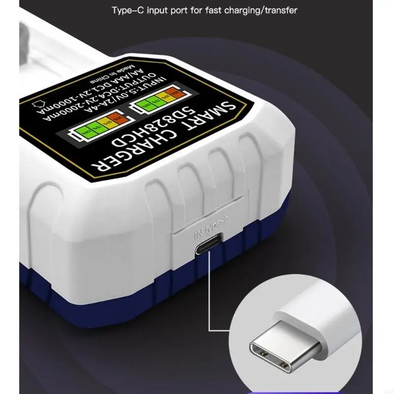 462E Double Slot USB Battery Charging With Intelligent Detection For 14500 18650 21700 32650 Batteries Plastic Housing