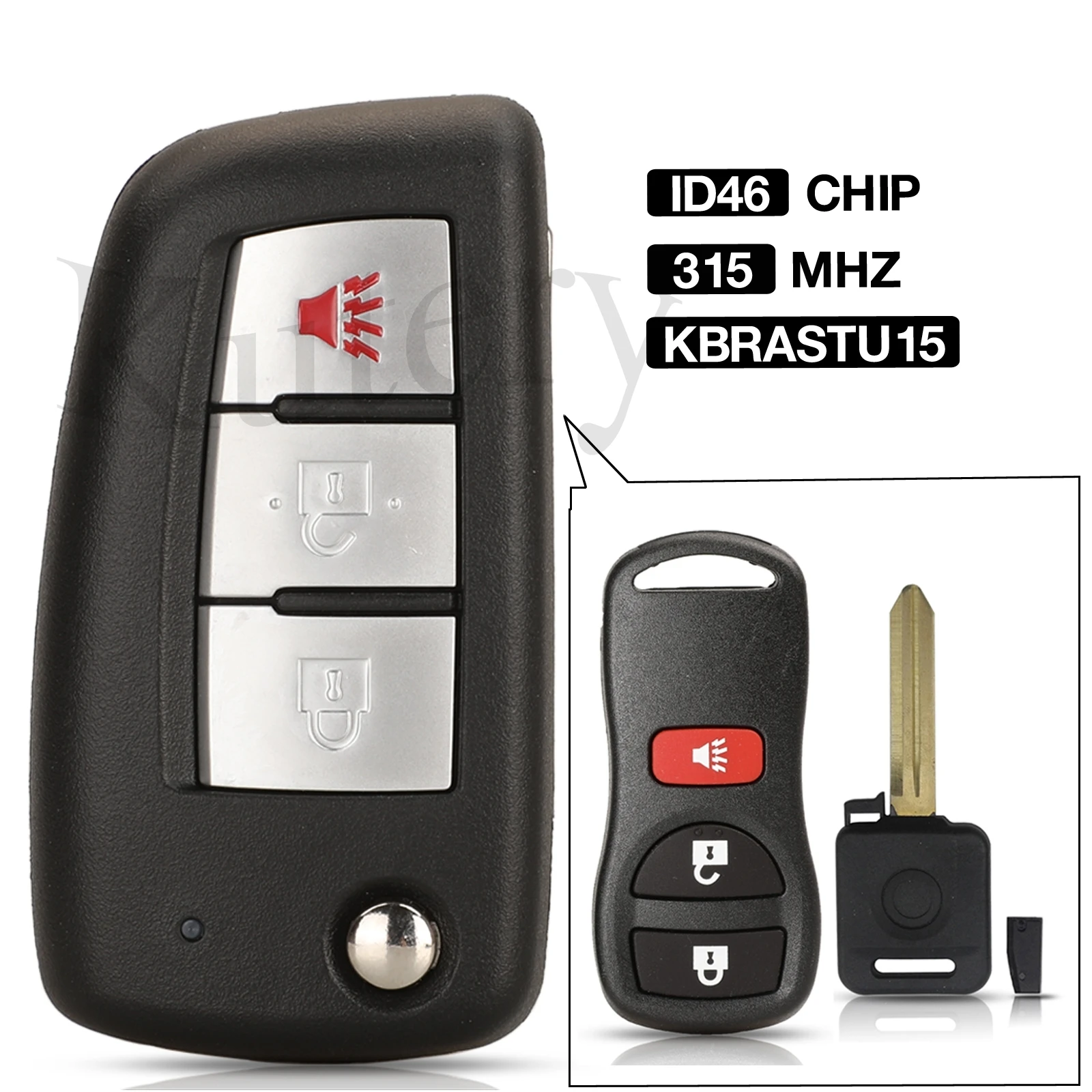 jingyuqin Upgrade 3BTN 315/433MHZ KBRASTU15 Flip Remote Control Key For Nissan Frontier Xterra For Infiniti FX45 FX35 QX4