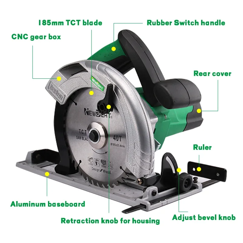 NewBeat 1400W Electric Power Hand Cutting Sawing Tools Heavy Duty Wood Metal Circular Saw Machine