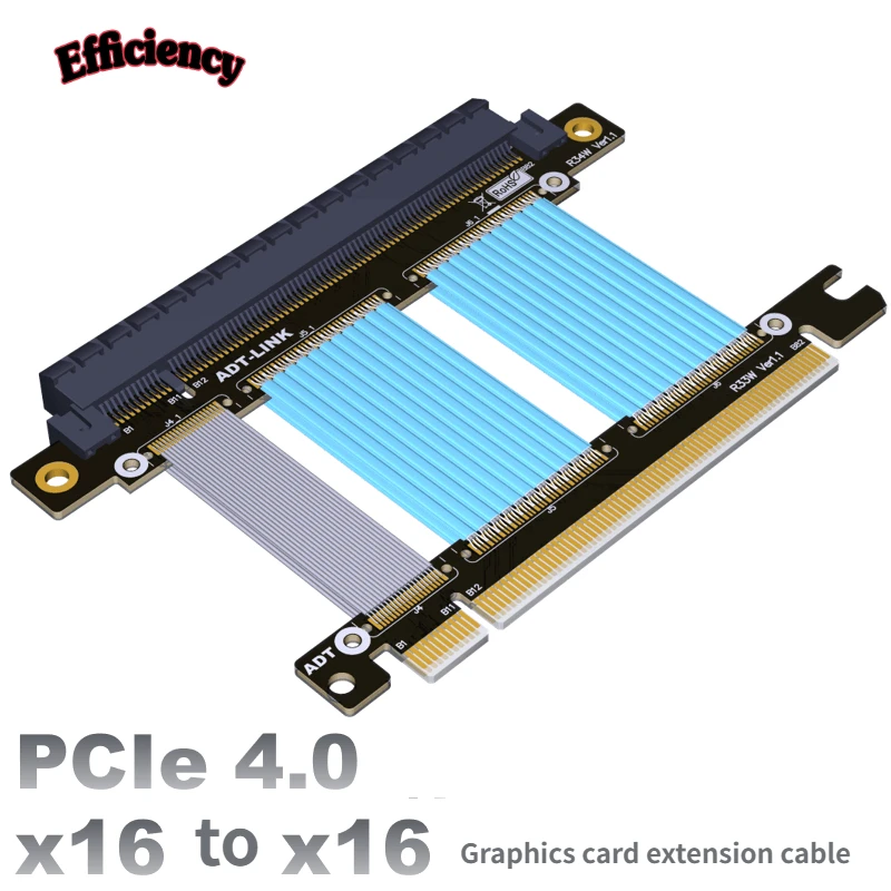 

ADT PCIe 4.0 X16 Riser Cable Graphic Card Extension with Shielded Stable Gen4.0 High-speed Motherboard Extender