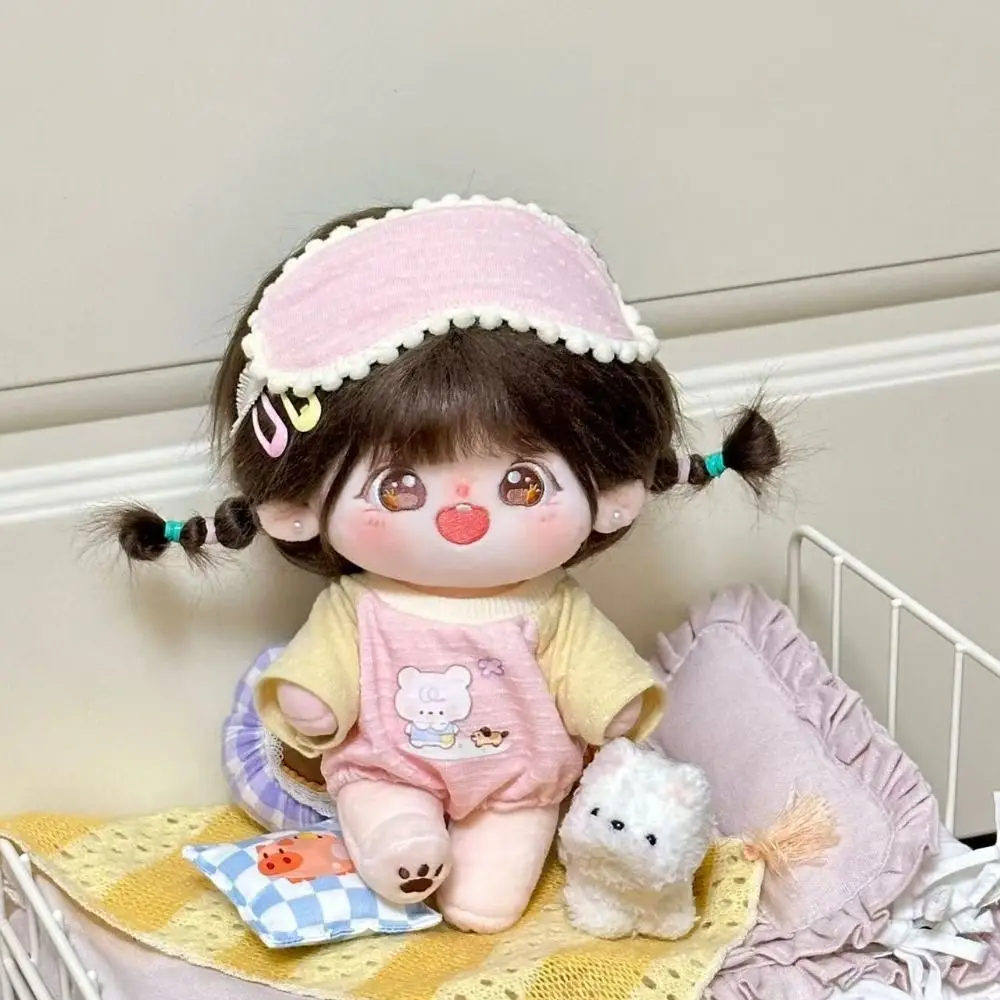 Cartoon T-shirt 20cm Cotton Doll Clothes Peaked Cap Outfit Cotton Doll's Clothes Mini White Plush Doll Clothes 20cm Cotton Doll