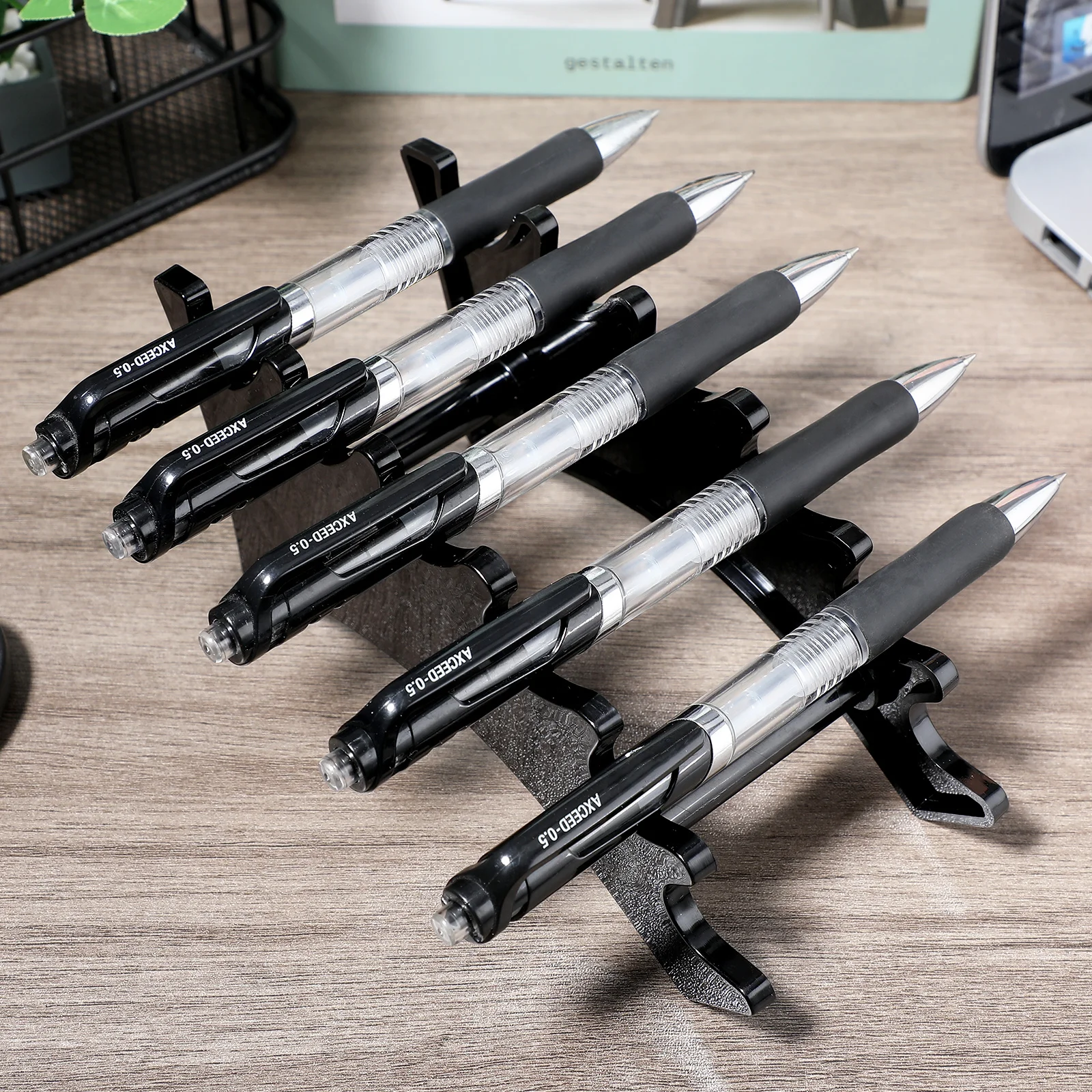 

2Pcs Creative Square Acrylic Pen Holder Cup Multi-Grid Desktop Stationery Organizer Black Smooth Sleek Design Pen Holder Cup