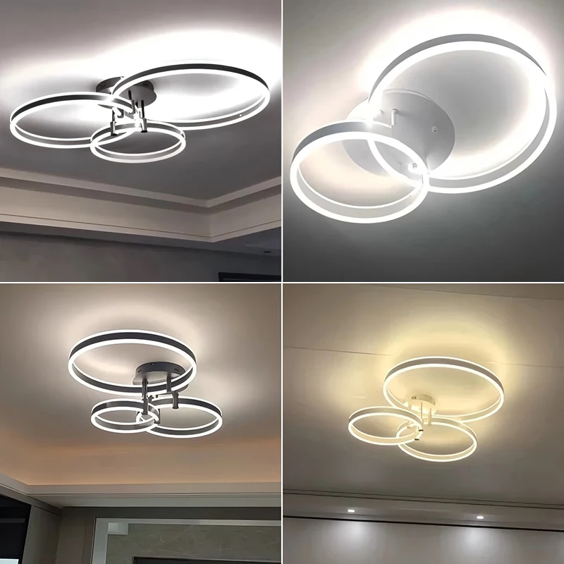 Modern Minimalism Round Ring Ceiling Light LED Dimmable Restaurant Bedroom Living Room Chandelier Lightiing Luster Lamp Fixtures