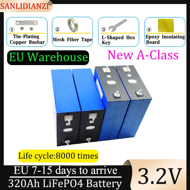 

4PCS Grade A 3.2V 320Ah Lifepo4 rechargeable battery DIY 12V24V 48V RV solar storage golf cart battery pack Brand new tax-free