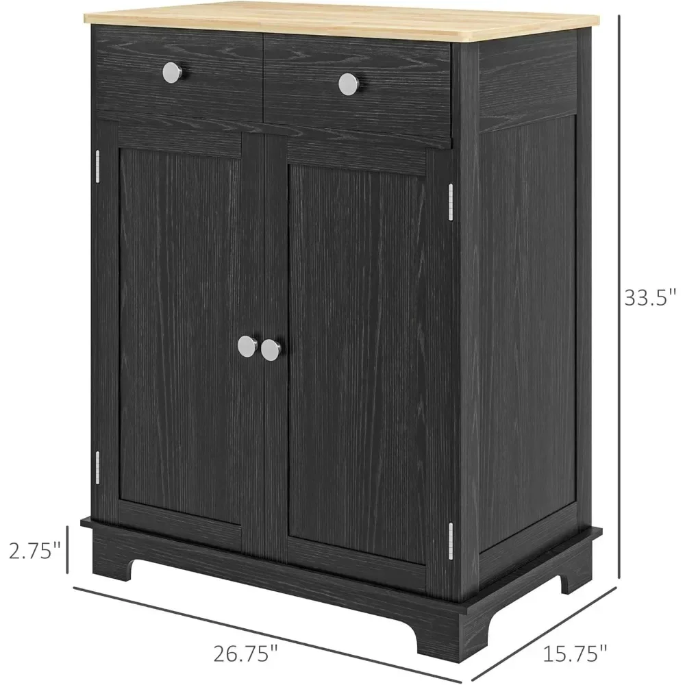 

[New Arrival, Limited Stock!]sideboard with solid wood countertop, modern kitchen storage cabinet, coffee bar cabinet with 2 dra
