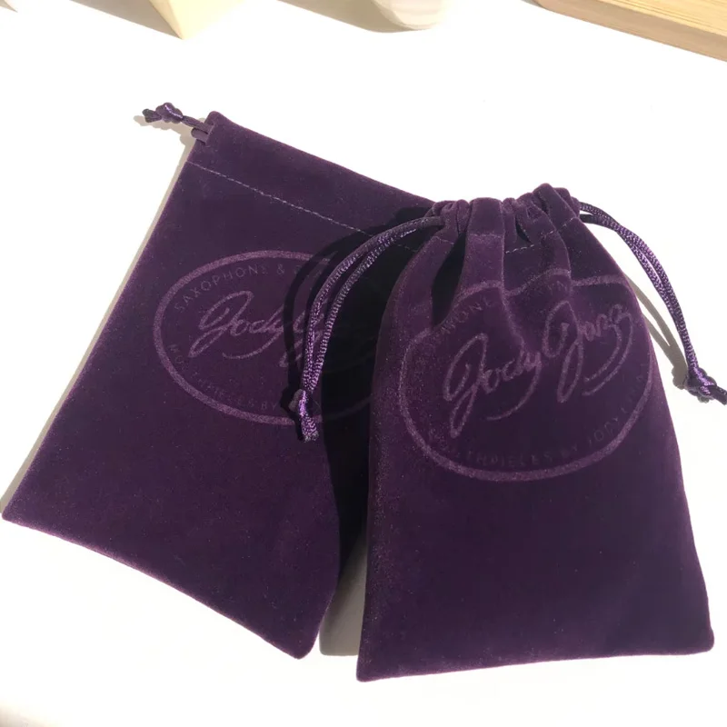 

Custom Logo Purple Velvet Drawstring Bag Wedding Birthday Party Perfume Cosmetics Storage Dust Sack Suede Pouch