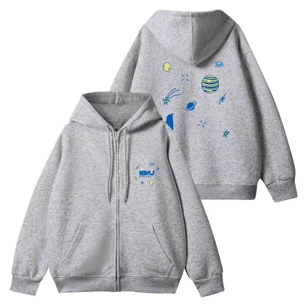 

kpop Y2K Printe HAPPY STARZipper Hoodies Pullover Woman Clothing Y2k Streetwear Loose Fashion Purple Grey Sweatshirts