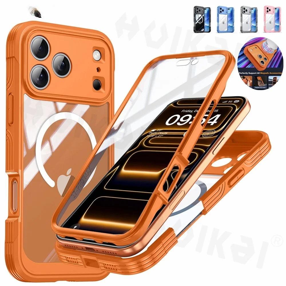 

For iPhone 17 Pro Max 17 Pro 17 Air Magnetic Case Designed Military Grade Rugged Body Screen Protector MagSafe Clear Phone Case