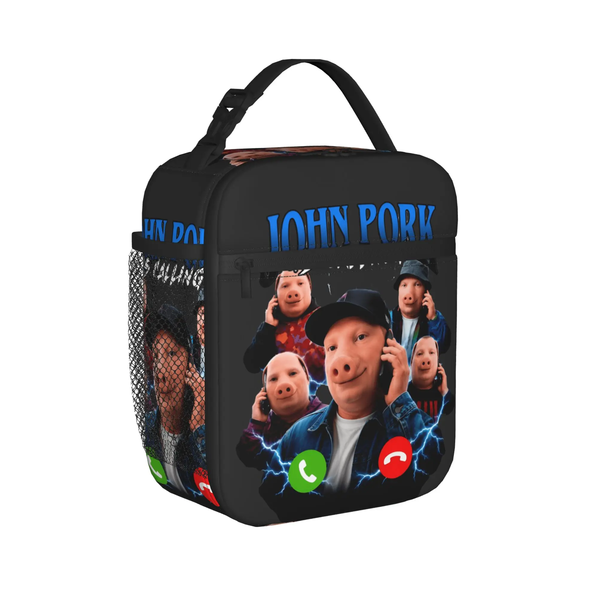 John Pork Pig Meme Lunch Bag  Funny Lunch Box Office Portable Thermal Lunch Bags For Unisex Oxford Graphic Design Cooler Bag