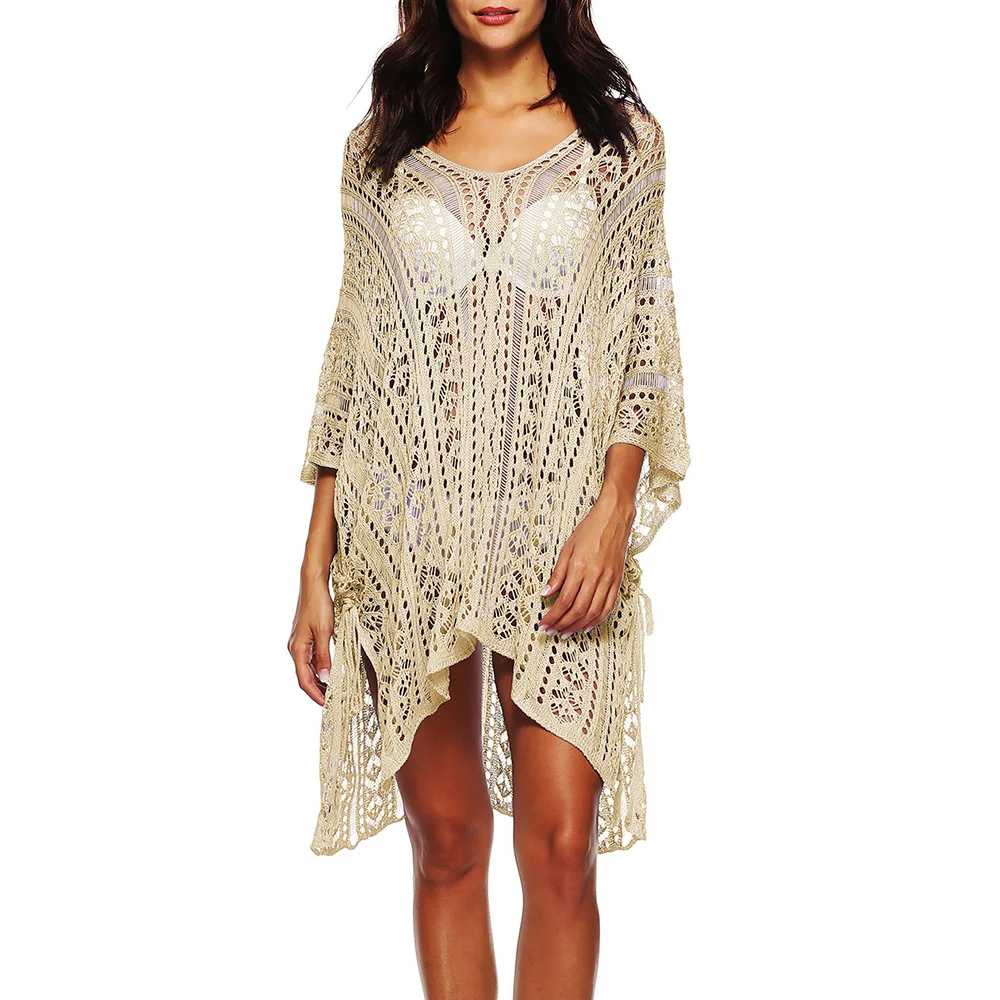 Women's Smock Summer Skinny Fit Elegant Hook Flower Hollow Long Sleeve Round-Neck Vacation Smock