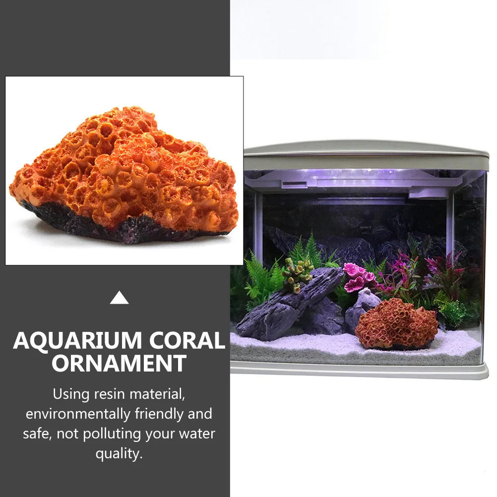 

1Pcs Resin Craft Aquarium Coral Ornament Lifelike Fish Tank Decoration Artificial Coral Sculpture Tabletop Decor
