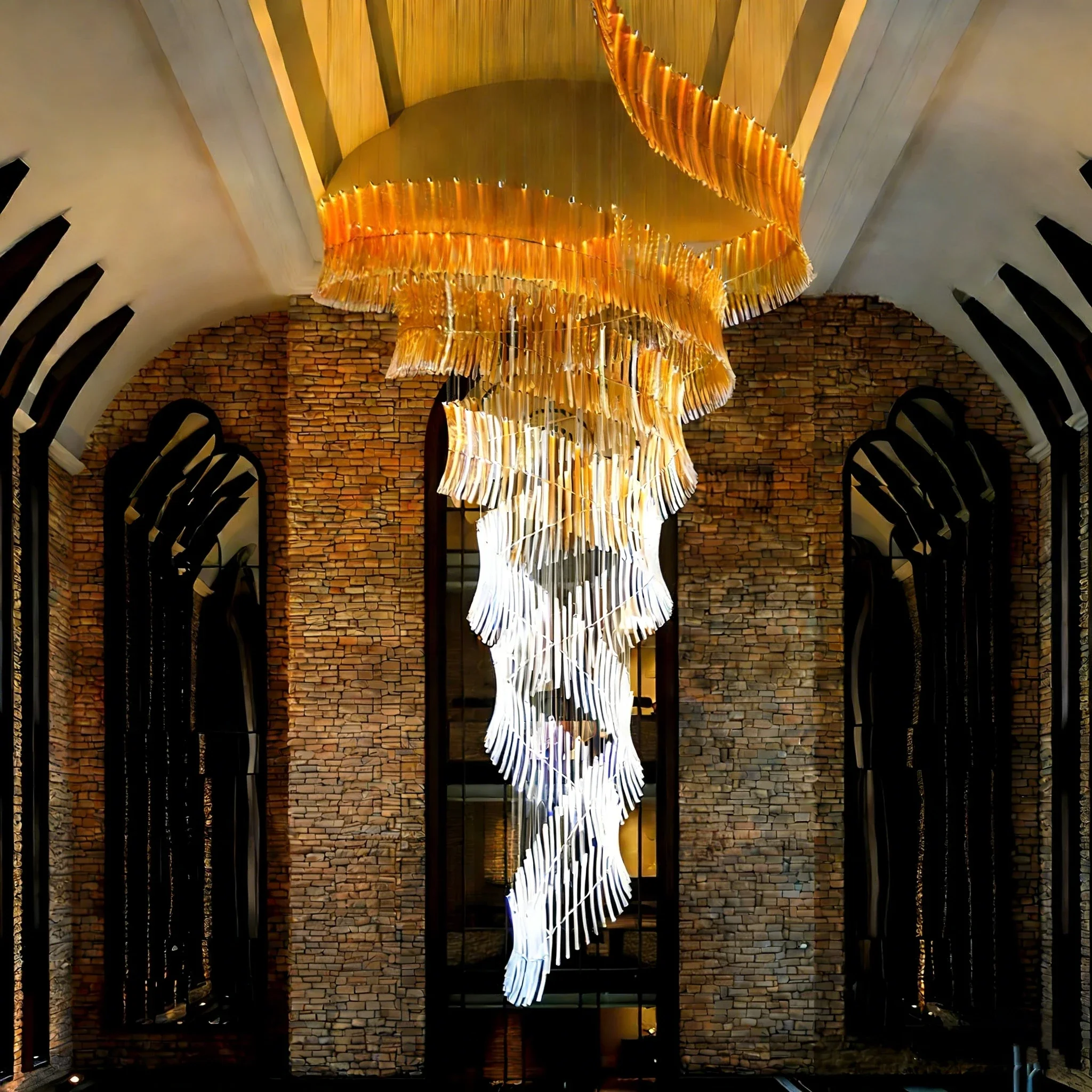 Italian Luxury Crystal Chandelier, High Ceiling Pendant Light for Villa Living Room, Dining Room Bedroom Staircase