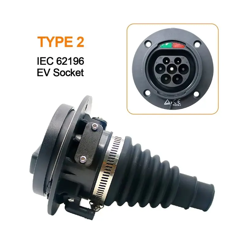 IEC 62196 Tipo 2 EV Tomada lateral para carro 32A 3P Tomada de carregamento para carro elétrico sem cabo Padrão europeu