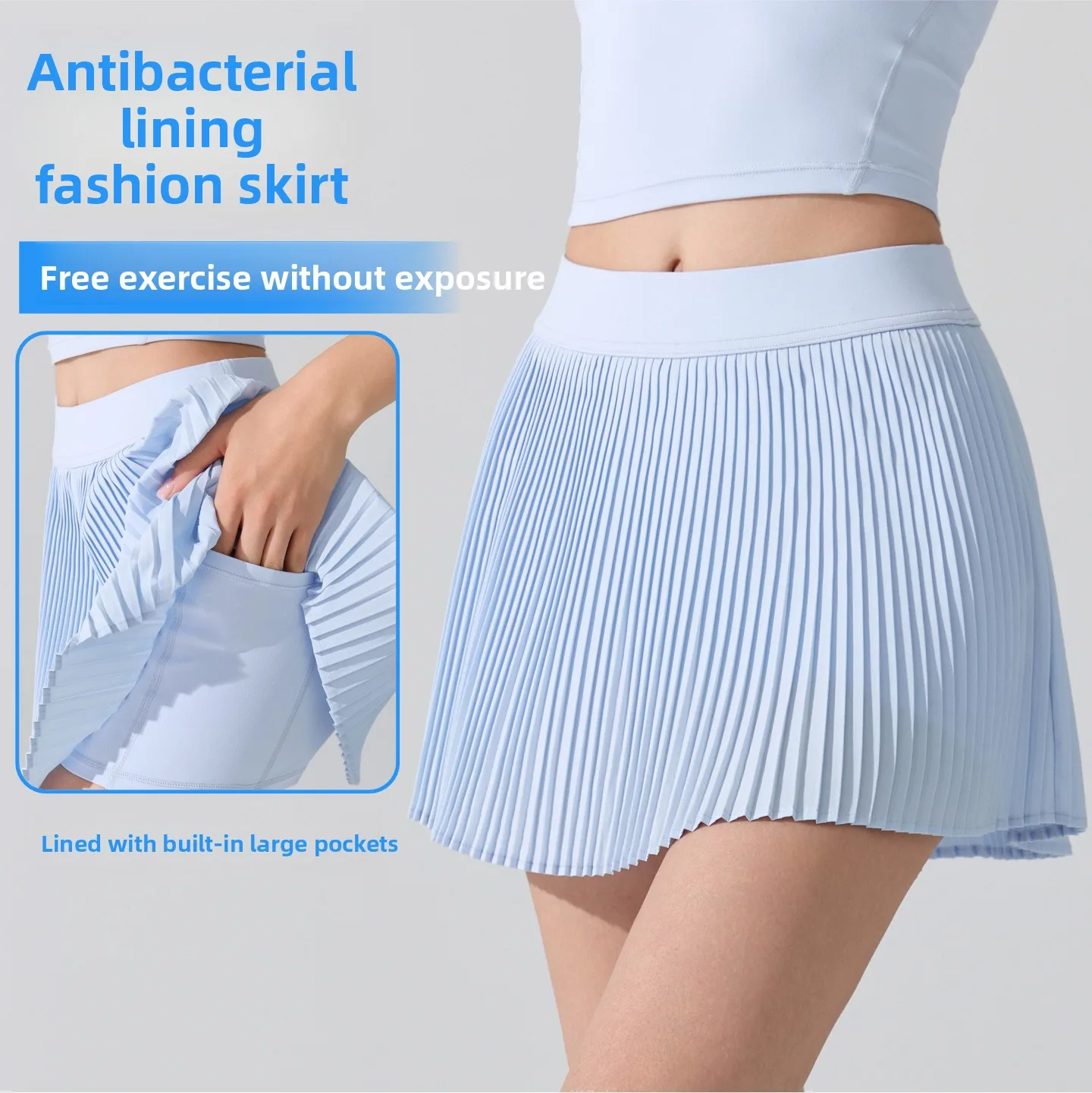 

Sports Short Skirt, Women's High Waisted Half Skirt, Fake Two-piece Anti Glare Golf Tennis Skirt, Sports Pleated Skirt for Women