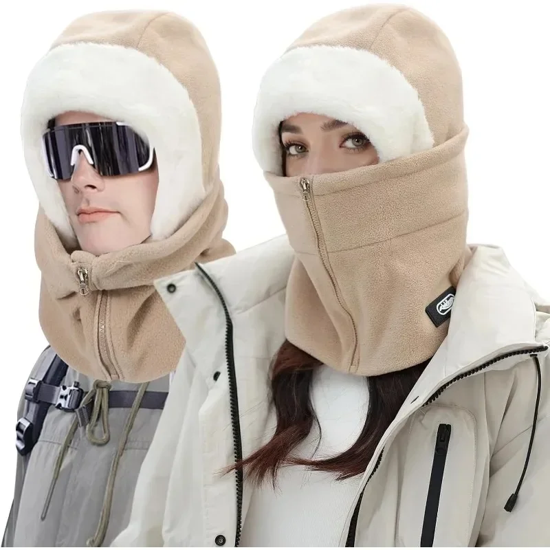 

Зимняя ветрозащитная шапка-балаклава, лыжный козырек, дышащая термомаска для лица, теплый шарф для шеи и капюшон для езды на велосипеде, катания на лыжах