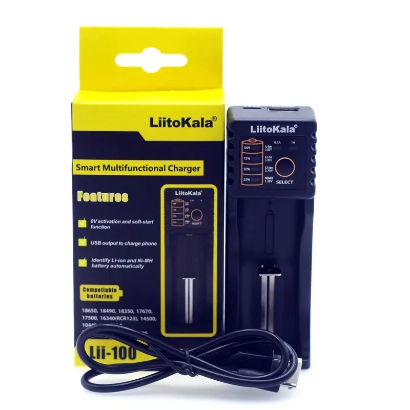 Liitokala Lii-100 3.7V 1.2V 3.2V 3.85V 18650 18350 18500 14500 26650 AA AAA NiMH Lithium-Battery Charger