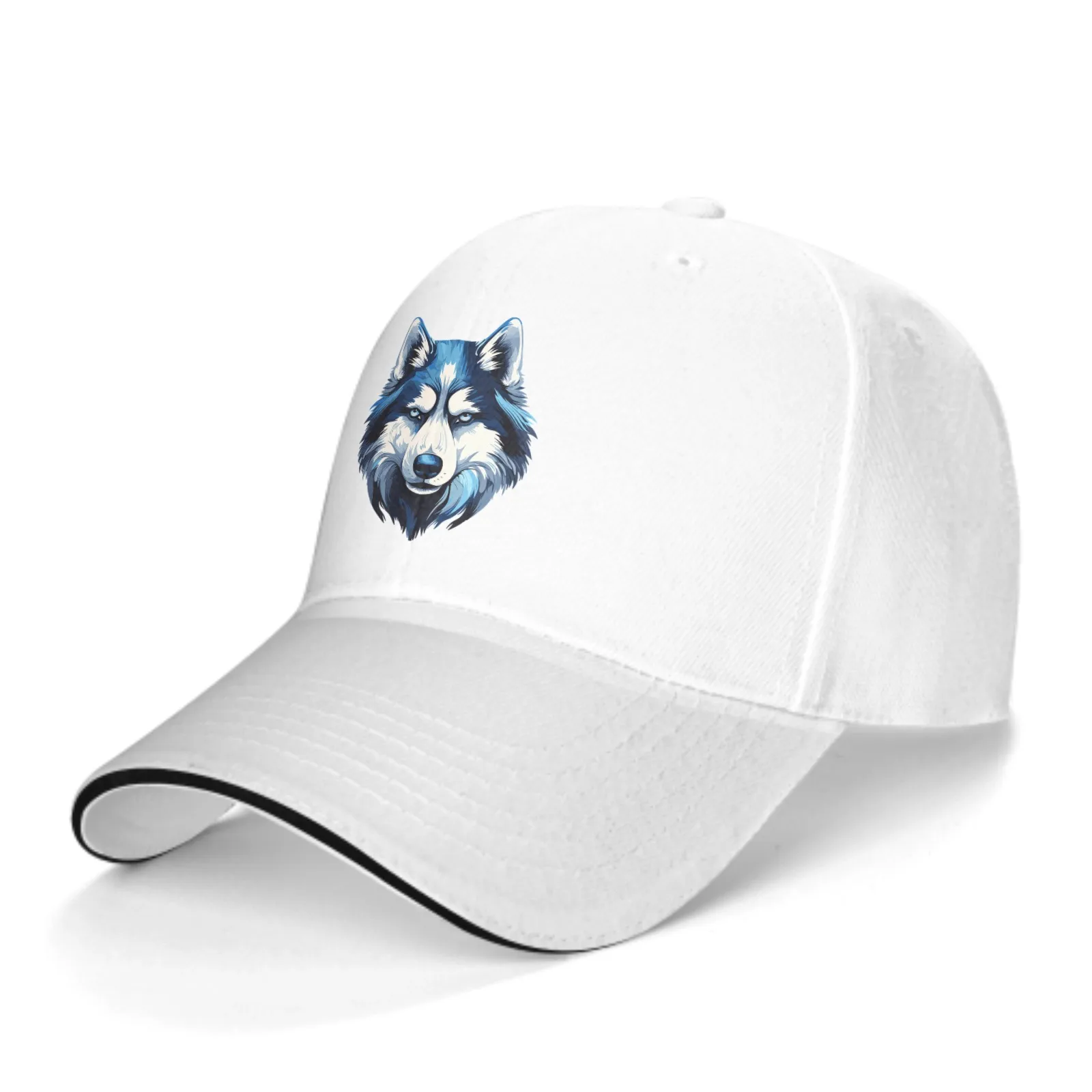 Husky Print Baseball Cap Women Summer Breathable Sunhat Fits Men Women Adjustable Hat