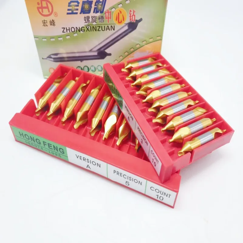 60° Type A Center Drill 0.4-10mm W6542 HSS Titanium Plated, For Metal Processing Chamfering Positioning CNC Lathe Drill Bits