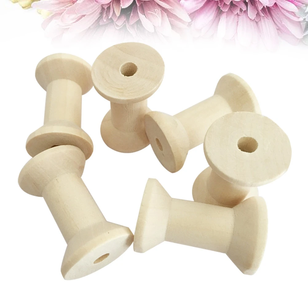 

50 Pcs Wooden Wire Roll Wheel Coils Roller Thread Spool for Old Fashioned Holder