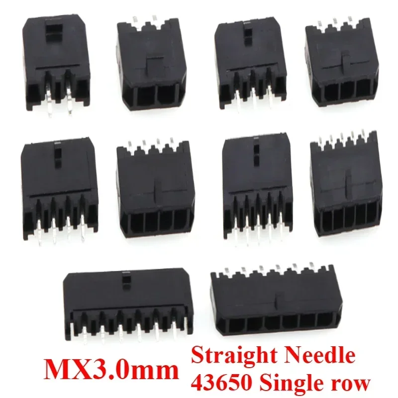 5/10/50Pcs/lot Micro-Fit 3.0 mm Connector Single Row Straight needle Pin Header 2/3/4/5/6 Pin MX3.0 43650 Type Socket mx3.0mm