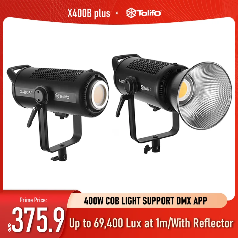 

Tolifo X400B plus Bi-color LED 2700-6500K CCT 400W Video Light For Film Broadcast and Video Production AC or Battery Power