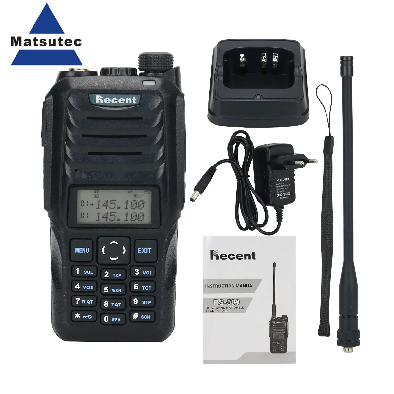 RS-589 Professional 10W 12KM VHF UHF Radio Walkie Talkie Portable Handheld Transceiver with LED Flashlight