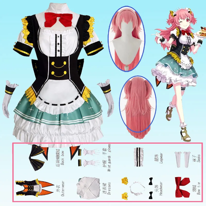 

2025 Anime Airi Colorful Stage Cosplay Game PJSK Candy Momoi Airi Lolita Dress Wig Set Halloween Party Outfits for Women