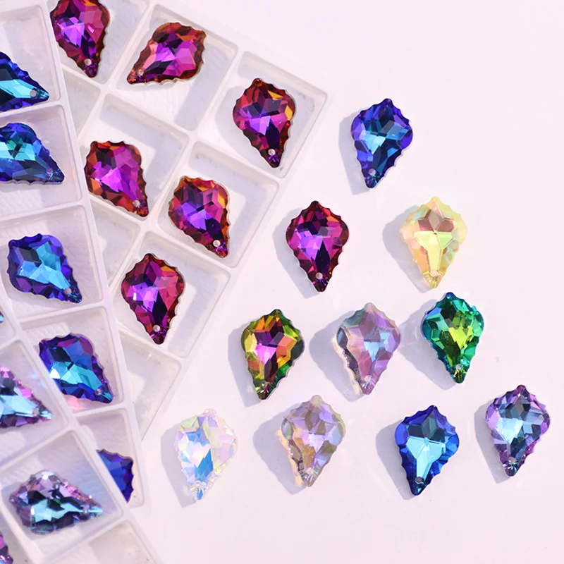22mm Single Hole Charms Crystal Baroque Pendants Maple Leaf Shape Glass Beads For Jewelry Making Necklace Earrings DIY view 2