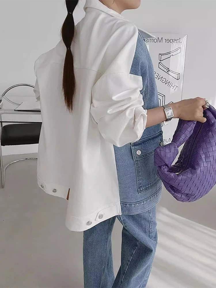 Giacca in denim di nicchia dal design personalizzato a maniche lunghe casual allentato con design retrò da donna primaverile chic in stile coreano